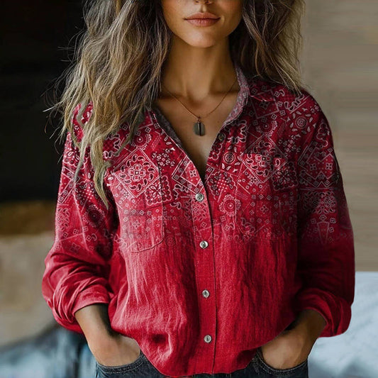 Linnea - Blus med vintagetryck